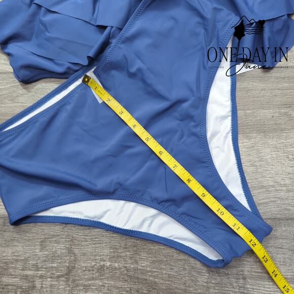 Vimpunec One Shoulder Ruffle Bikini Swimsuit Size L - Picture 6 of 7